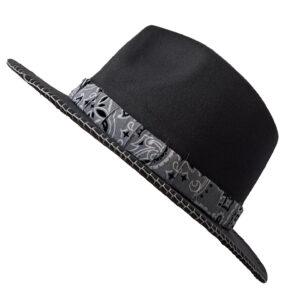 Grey Bandana Wide Brim Fedora