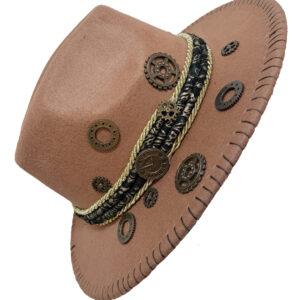 Brown Gear Wide Brim Fedora