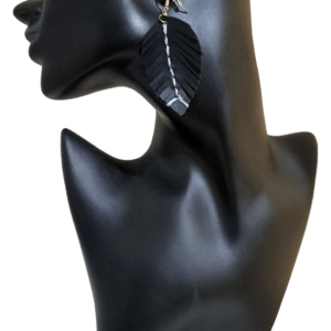 Grey Black Stitched Feathered