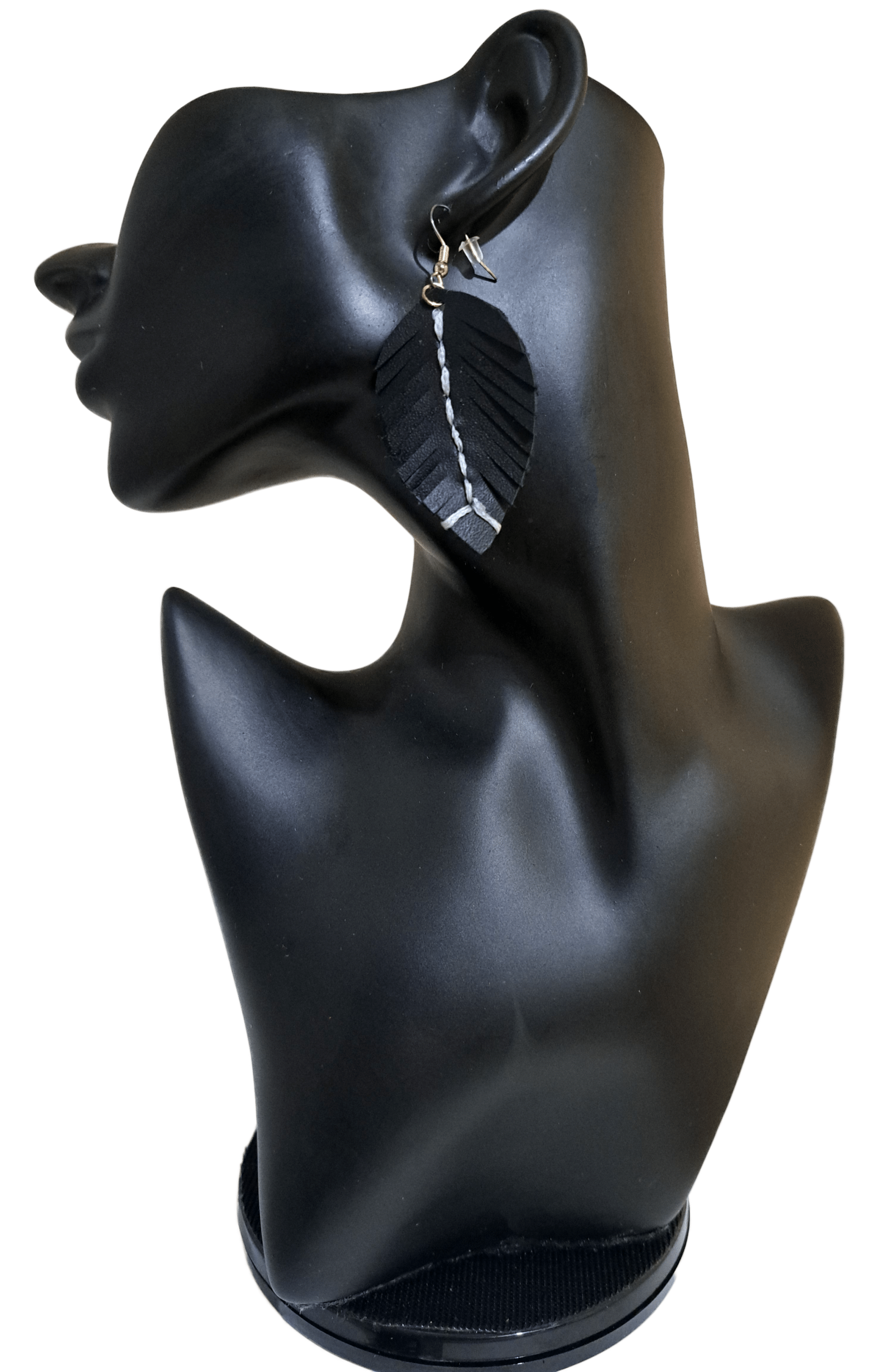 Grey Black Stitched Feathered