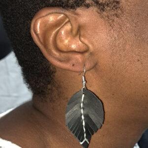 Grey Black Stitched Feathered