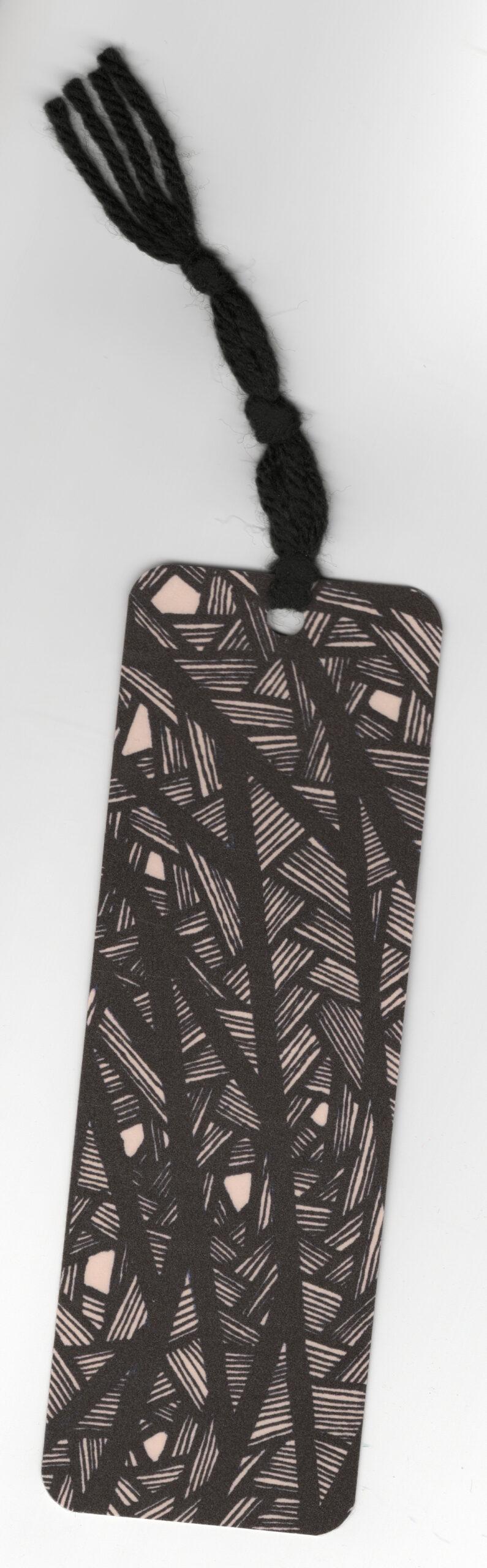 Pink 3 Line Patterned Bookmark
